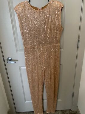 Sequin Jumpsuit in Rose Gold